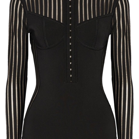 Black Sheer Striped Women's Top - Picture 1 of 5